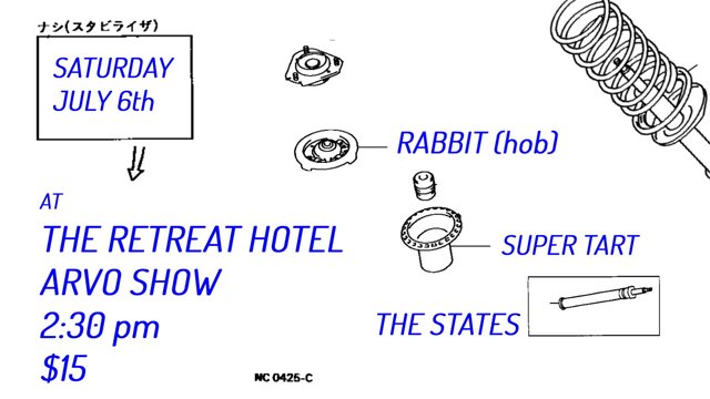 Image of music artist RABBIT w/ THE STATES + SUPER TART.